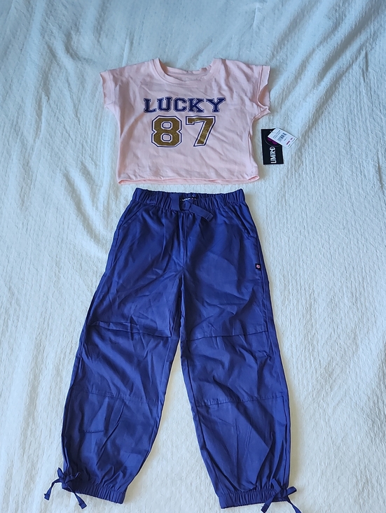Limited Too Other - Limited Too Girls Sporty 2-Piece Set Pink Crop Top Purple Pants Size 4